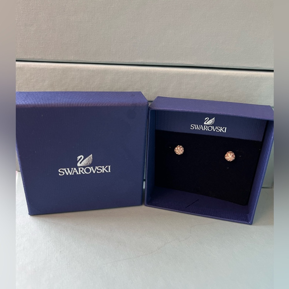 Swarovski Emma Crystal Pierced Rose Gold Earrings